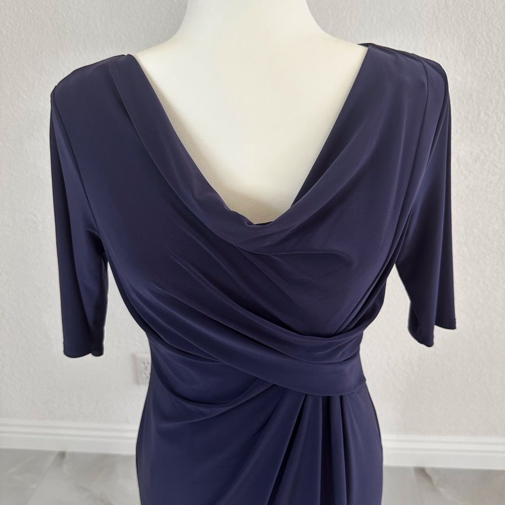 Jones New York Blue Ruched Wrap Midi Dress - Picture 2 of 7